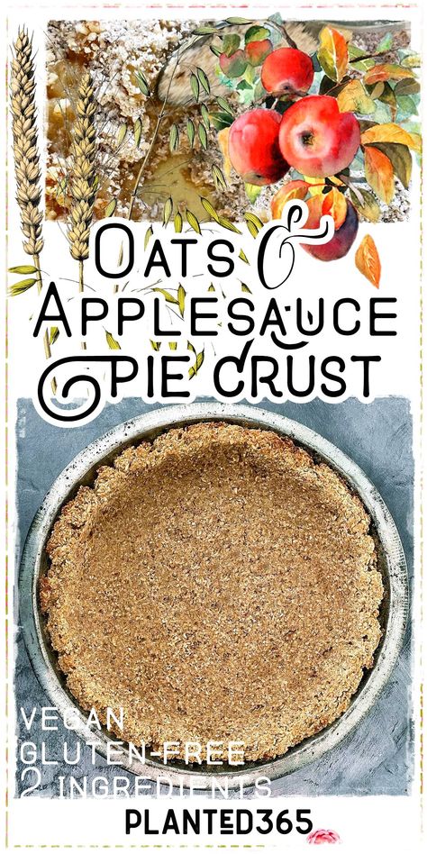 Oats And Applesauce Pie Crust, High Protein Pie Crust, Gluten Free Oat Recipes, Gluten Free Dairy Free Recipes Dessert Simple, Applesauce Pie Recipe, Healthy Pie Recipe, Healthy Pie Crust Recipe, Applesauce Pie, Pie Crust Vegan