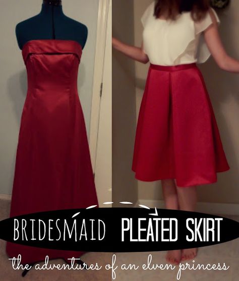 Bridesmaid Dress to Pleated Skirt Refashion   Tutorial Upcycle Bridesmaid Dress Diy, Upcycle Bridesmaid Dress, Skirt Refashion, Refashion Dress, Clothing Refashion, Elven Princess, Clothes Upcycle, Princess Bridesmaid Dress, Diy Clothes Videos