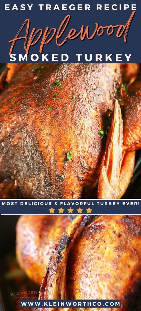 Smoked Turkey Recipes Thanksgiving, Bake A Turkey, Traeger Smoked Turkey, Smoked Whole Turkey, Grilled Turkey Recipes, Turkey In The Oven, Turkey Cooking Times, Traeger Cooking, Whole Turkey Recipes