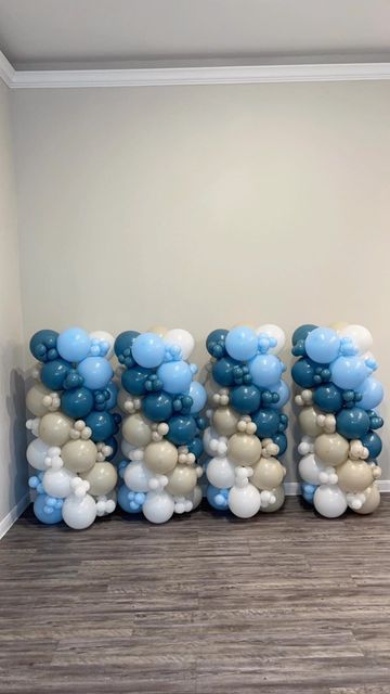 Blue Balloon Columns, Balloon Pillars, Balloon Arches, Shower Columns, Blue Balloon, Balloon Stands, Baby Shower Backdrop, Balloon Columns, Blue Balloons