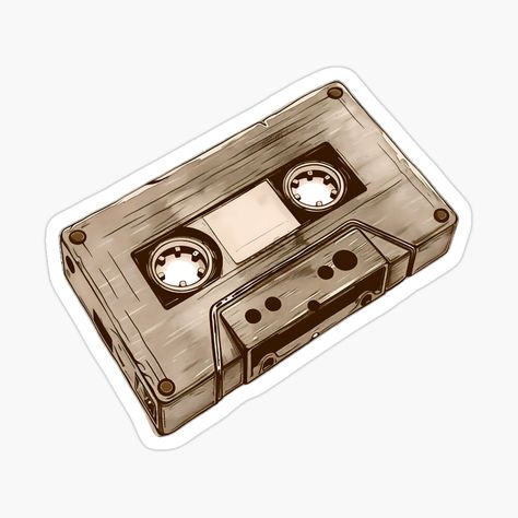 Get my art printed on awesome products. Support me at Redbubble #RBandME: https://www.redbubble.com/i/sticker/Retro-cassette-music-tape-by-Passionac/159969356.EJUG5?asc=u Cassette Tape Art, Sticker Retro, Music Journal, Retro Cassette, Tape Sticker, Music Cassette, Tape Art, Music Stickers, Old Music