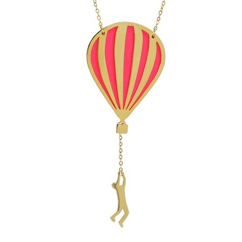 Hot air balloon necklace gold plated Hot Air Balloon Necklace, Balloon Necklace, Balloon Chain, Hang In There, Gold Balloons, Ethical Jewelry, Cute Necklace, Bracelet Collection, Chains For Men