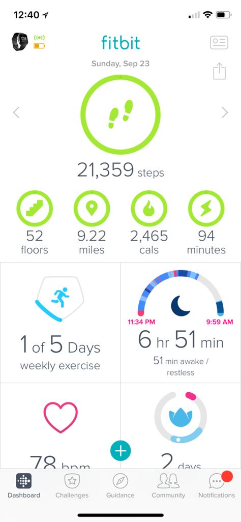 Screenshot of my Fitbit app. Best Workout Apps, Gym App, Health Apps, Fitbit App, Diet Apps, Daily Progress, Fitness Apps, Step Counter, Daily Mantra