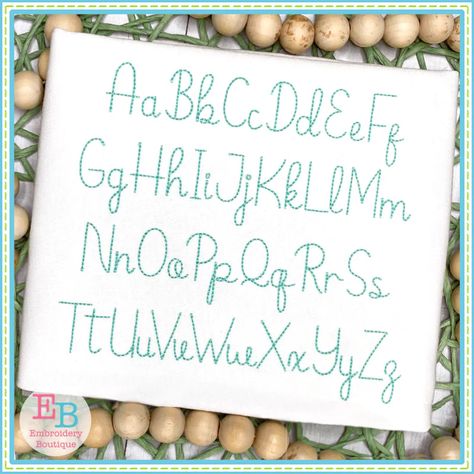 Sizes: 0.75 inch, 1 inch, 1.25 inch, 1.5 inch, 1.75 inch, 2 inch, 2.25 inch and 2.5 inch Hand Embroidery Patterns Letters, Sketch Embroidery, Script Alphabet, Embroidery Boutique, Bean Stitch, Cursive Alphabet, Embroidery Alphabet, Machine Embroidery Applique, Machine Applique