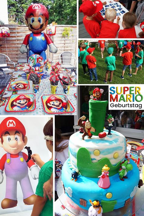 Eine Super Mario Party mit Dekoration, lustigen Mini-Spielen, Super Mario Torte und tollen Ideen rund um den perfekten Mario Kindergeburtstag! Super Mario Birthday Party, Mario Birthday Party, Super Mario Birthday, Super Mario Party, Mario Birthday, Mario Party, Super Mario, Nintendo, Mario