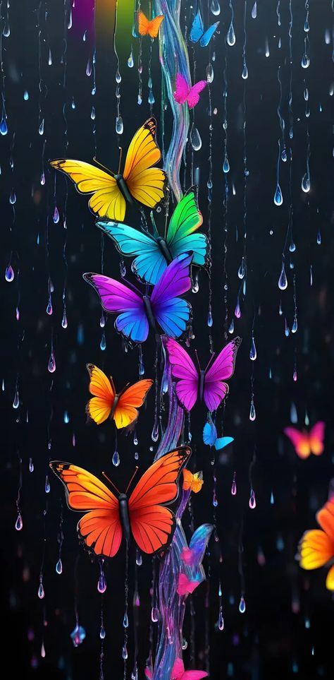 Rainbow Butterfly Background, Cute Wallpapers For Android, Paw Wallpaper, Beautiful Butterfly Pictures, Rainbow Butterflies, Minnie Mouse Pictures, Android Wallpaper Art, Butterfly Wallpaper Backgrounds, Butterfly Background