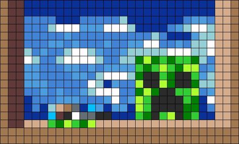 Minecraft Creeper Painting bead pattern | Pixel art/Cross stitch ... Creeper Painting, Minecraft Blueprint, Minecraft Tower, Painting Minecraft, Minecraft Beads, Minecraft Pattern, Creeper Minecraft, Minecraft Pictures, Diy Minecraft