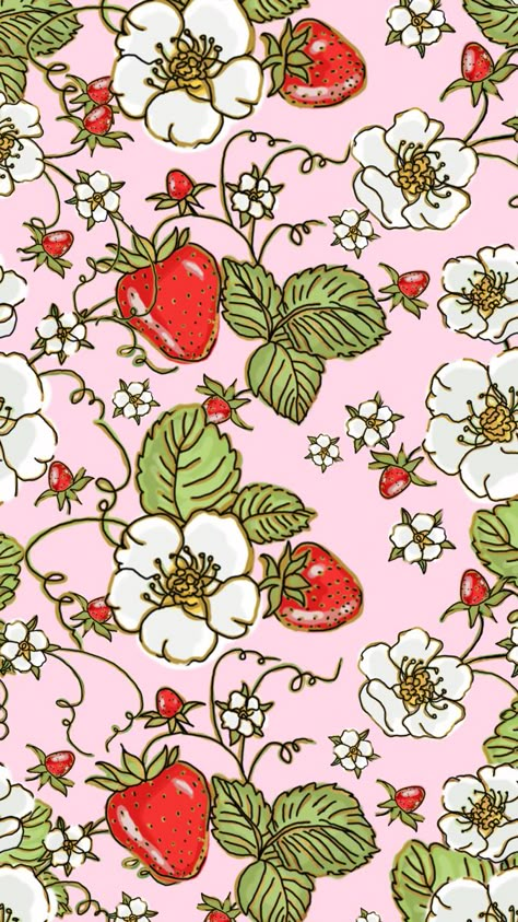 Whatsapp Wallpaper, Sanrio Wallpaper, Spring Wallpaper, Hippie Wallpaper, Iphone Wallpaper Photos, Phone Wallpaper Patterns, Strawberry Print, Cute Patterns Wallpaper, Iphone Background Wallpaper