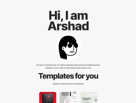 Portfolio for Notion Creators with Carrd.co Carrd Co Portfolio, Carrd Templates Free, Notion Portfolio, Data Portfolio, Notion Cover, Goals Template, Sketchbook Cover, Meal Planning Template, Aesthetic Template