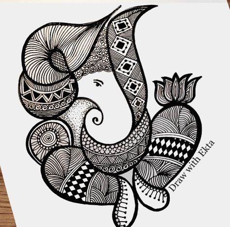 Pinterest Drawings Easy, Boho Art Drawings Doodles, Ganesha Drawing Mandala, Mandela Art Easy For Beginners, Mandala Art Simple Easy For Beginners, Lord Ganesha Mandala Art, Ganpati Mandala Art, Draw Ganesha, Emphasis Art