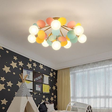 Nordic Kids Bedroom, Space Ceiling, Flower Ceiling, Vibrant Living Room, Modern Ceiling Lamps, Ceiling Lamps Bedroom, Creative Bedroom, Serene Bedroom, Bedroom Ceiling