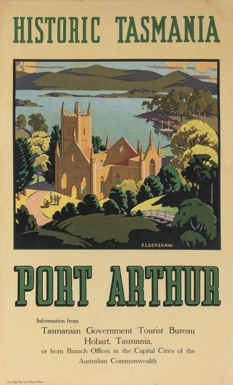 Port Arthur Tasmania, Posters Australia, Australian Vintage, Travel Advertising, Port Arthur, Tourism Poster, Australian Travel, Modern Poster, Advertising Poster