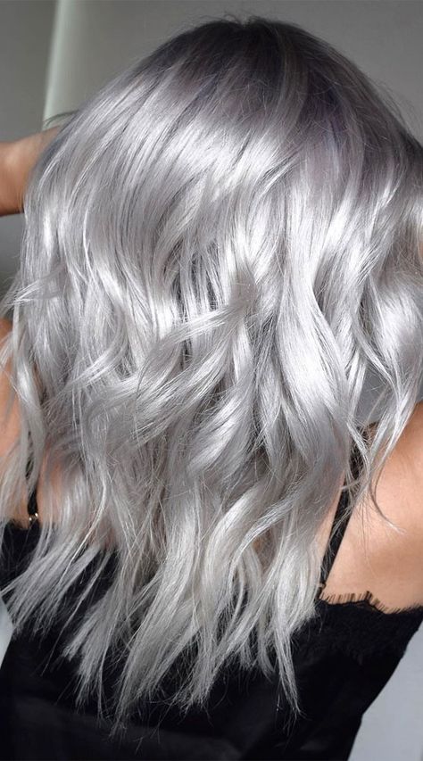 sultry silver hair color, silky shiny silver hair color , silver hair color images, metallic silver hair dye, silver hair color ideas 2021, silver hair colors 2021, platinum silver hair color, silver grey hair, trendy hair color ideas 2021, silver hair toner, silver hair highlights, silver hair color ideas, silver balayage hair color Silver Hair Toner, Platinum Silver Hair Color, Metallic Hair Color, Silver Hair Dye, Grey Hair Color Silver, Silver Hair Highlights, Hair Color Images, Hair Colour Ideas, Silver White Hair