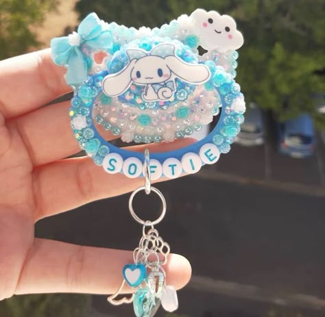 Pacifiers Aesthetic, Cinnamoroll Pacifier, Cute Pacifier Aesthetic, Sanrio Pacifier, Baby Cinnamoroll, Cute Pacifiers, Deco Pacifier, Lil Space, Pet Regression