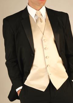 black and ivory wedding tux | Black Tuxedo with Champagne vest and tie Mens White Tuxedo, White Jeans For Men, White Tuxedo Wedding, Suits Navy Blue, Groom Vest, Paisley Tuxedo, Tuxedo White, Black Tuxedo Suit, White Tux