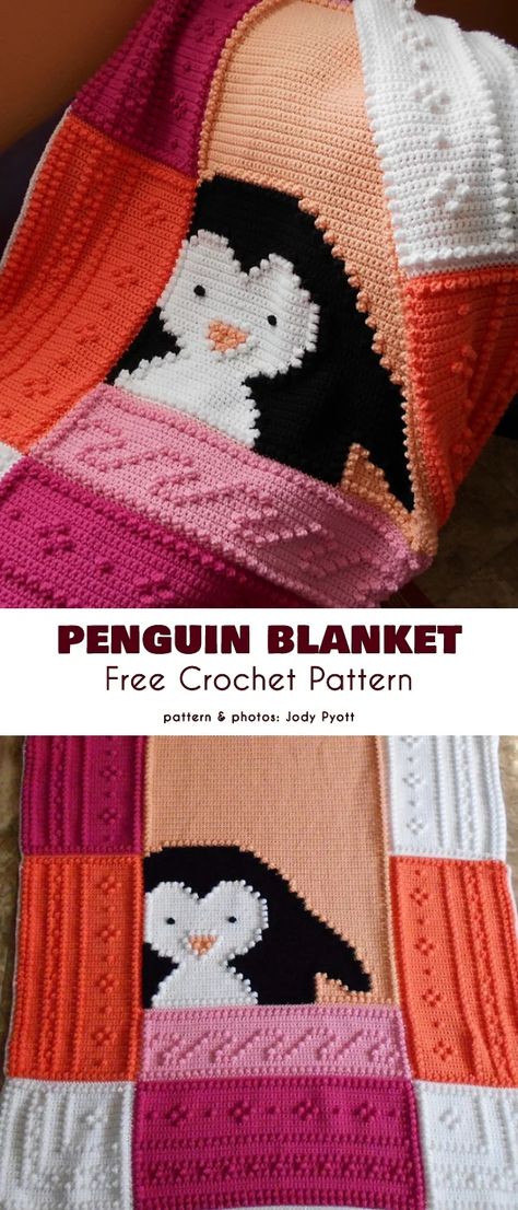 Winter Motif C2C Baby Blanket Free Crochet Patterns | Your Crochet C2c Baby Blanket, Penguin Blanket, Crochet Baby Blankets, Baby Blanket Crochet Pattern Easy, Crocheted Stuff, Crochet Penguin, Crochet Baby Blanket Free Pattern, Easy Crochet Baby Blanket, Easy Crochet Blanket