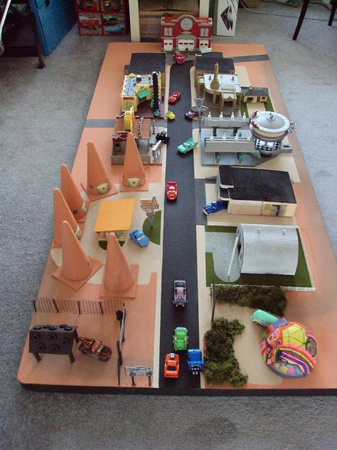 RADIATOR SPRINGS PLAY MODEL LAYOUT | created by Steve Harper… | Flickr Car Town, Cars Models, Car For Teens, Radiator Springs, Cars Birthday Party Disney, Cars Room, Disney Rooms, Car Radiator, Spring Birthday