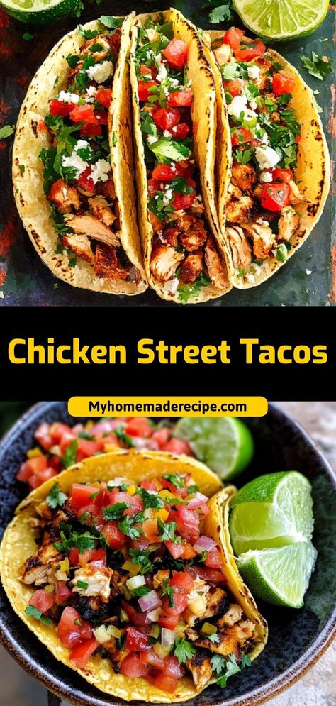 Fresh, flavorful, and quick to make, these Chicken Street Tacos are perfect for a casual dinner or taco night. Topped with your favorite fixings, they’re always a hit! Ingredients: 2 cups cooked chicken, shredded 8 small tortillas 1/4 cup salsa 1/4 cup diced onion A flavorful, easy taco recipe that’s great for any time Street Tacos Recipe Chicken, Chicken Street Tacos Recipe, Street Tacos Chicken, Best Chicken Taco Recipe, Easy Taco Recipe, Street Tacos Recipe, Soft Tacos Recipes, Chicken Street Tacos, Chicken Tacos Recipe Easy