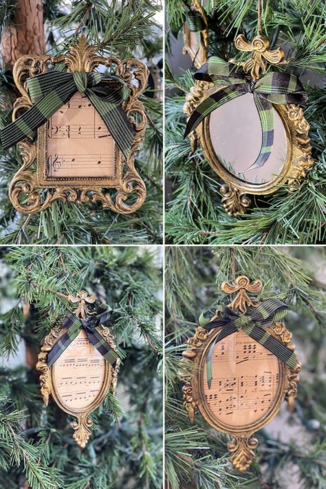 If you love the vintage Christmas aesthetic, you’ll love these easy vintage style DIY Christmas ornaments! These tiny frame Christmas ornament decorations are a cheap and easy DIY Christmas decoration and Christmas craft idea that add a vintage aesthetic to your Christmas tree. Click through for these easy DIY Christmas décor idea and a cute vintage holiday home décor idea. Victorian Ornaments Diy, Baubles Diy Christmas, Simple Christmas Wrapping, Christmas Baubles Diy, Dollar Tree Christmas Decor Ideas, Simple Christmas Decor Ideas, Tiny Frames, Glass Ornaments Diy, Christmas Ornament Frame