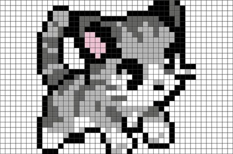 Kitten Pixel Art – A kitten (also known as a kitty or kitty cat) is a juven... - Download FREE Pixel Template Pixel Art Chat, Image Pixel Art, Modele Pixel Art, Easy Pixel Art, Pixel Art Templates, Pixel Drawing, Pixel Art Grid, Graph Paper Art, Pola Kristik