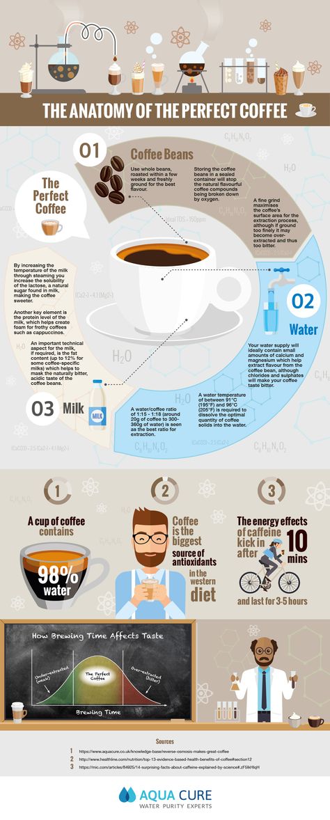 The Anatomy of The Perfect Coffee Inforgraphic Coffee Effects, History Of Coffee, Nyc Coffee Shop, Coffee Infographic, Coffee Clipart, Types Of Coffee, Coffee Ideas, Coffee Guide, Coffee Facts