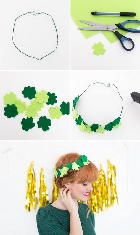 Get Ready for St. Patrick’s Day With This Fancy Clover Crown - Brit + Co Clover Crown, San Patrick Day, Celebrations Around The World, Irish Celebration, St Patricks Crafts, Irish Festival, St Patricks Day Crafts For Kids, San Patrick, Celebration Around The World