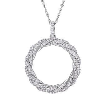 Affinity 14K 1/2 cttw Diamond Twist Circle Pendant w/ Chain - J383712 Open Circle Necklace, Diamond Circle Pendant, Mens Silver Necklace, Silver Wedding Bands, Necklace Size, Circle Necklace, Silver Pieces, Stunning Jewellery, Rose Gold Necklace