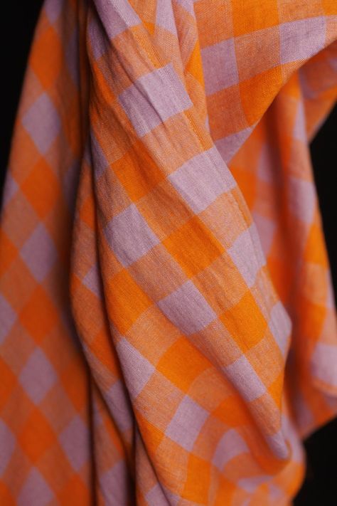 Lilac And Orange, Mood Board Photos, Layering Fashion, Retreat Gifts, Orange Gingham, Merchant Mills, Old Village, Gingham Linen, Merchant And Mills