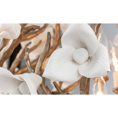 Lily Wall Light | Corbett Lighting | LuxDeco.com Craft Iron, Flower Room, Corbett Lighting, Globe Chandelier, Flower Ornaments, Porcelain Flowers, Outdoor Hanging Lights, White Leaf, Vase Candle Holder