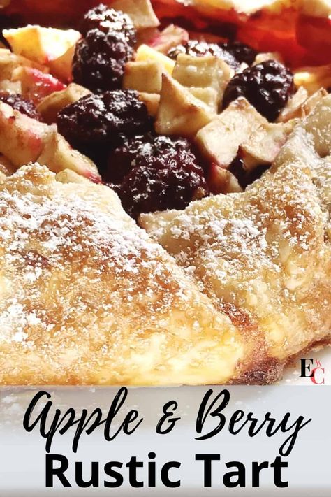 An Apple and Berry Rustic Tart can be easily made in 20 minutes. So very delicious with your choice of fruits, spices, and even herbs!  A rustic tart is a great way to make a simple but elegant fruit dessert. Galette Recipes, Rustic Tart, Dessert Apple, Safety Meeting, Apple Berry, Apple Desserts Easy, Meeting Ideas, Berry Tart, Apple Dessert