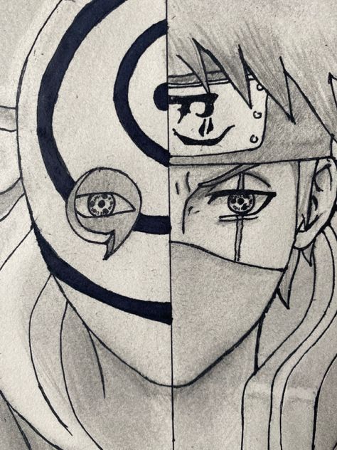 #art #kakashi #obito #naruto #anime #drawing #fanart Kakashi And Obito Drawing, Kakashi And Obito Fanart, Naruto Anime Drawing, Half Face Drawing, Obito Naruto, Kakashi Drawing, Kakashi Obito, Naruto Drawings Easy, Kakashi Anbu