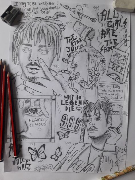 Juice Weld Drawings, Juicewrld Drawing, Juice World Drawings Easy, Juice Wrld Nails Acrylic, Astroworld Drawing, Juice Wrld Drawing Sketch, Juice Wrld Painting Canvas Easy, Rapper Sketches, Drawings Of Rappers