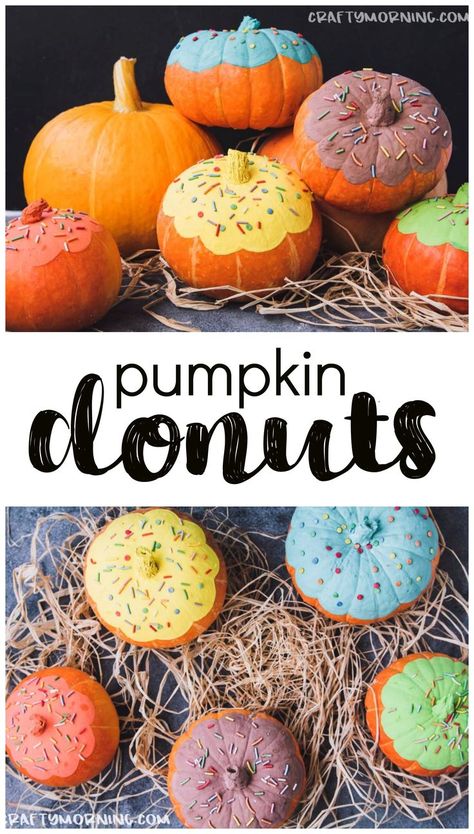 Painted pumpkin donuts...fun pumpkin decorating idea that is easy and cute! Pumpkin doughnuts. pumpkin no carve idea Donut Pumpkin Painting, Donut Pumpkin, Doughnuts Easy, Pumpkin Doughnuts, Pumkin Decoration, Pumpkin Painted, Pumpkin Doughnut, Craft Projects For Adults, Donut Decorations