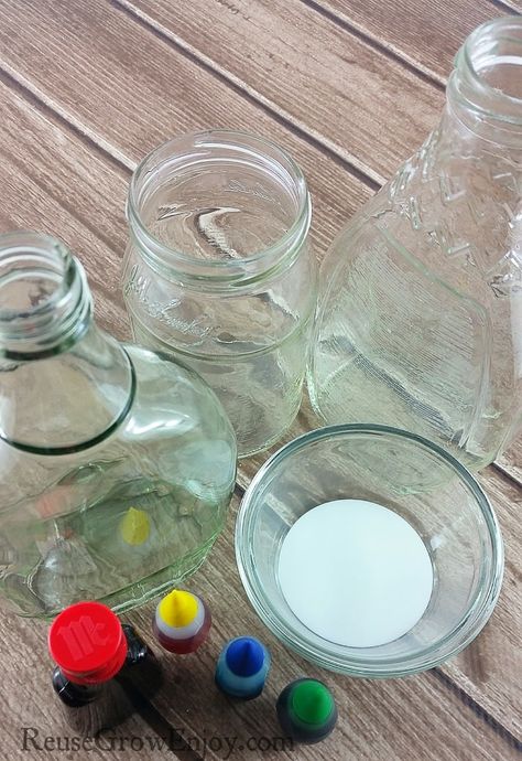 How To Color Glass So That It Looks Tinted How To Tint Glass Vases, Tinting Glass, Diy Recycled Projects, Prom Birthday, Translucent Glass, Glass Jug, Recycled Projects, White Glue, Colour Tint