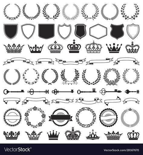 Heraldic Symbols, Ribbon Crown, Shield Tattoo, Time Cartoon, Artist Journal, Cartoon Images, Facebook Sign Up, Creative Space, Free Vector Images