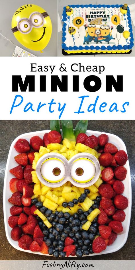 Minion Balloons Decorations, Diy Minion Party, Party Fruit Platter, Minion Party Ideas, Minion Cake Design, Minion Food, Minion Balloons, Minions Birthday Theme, Birthday Poster Diy