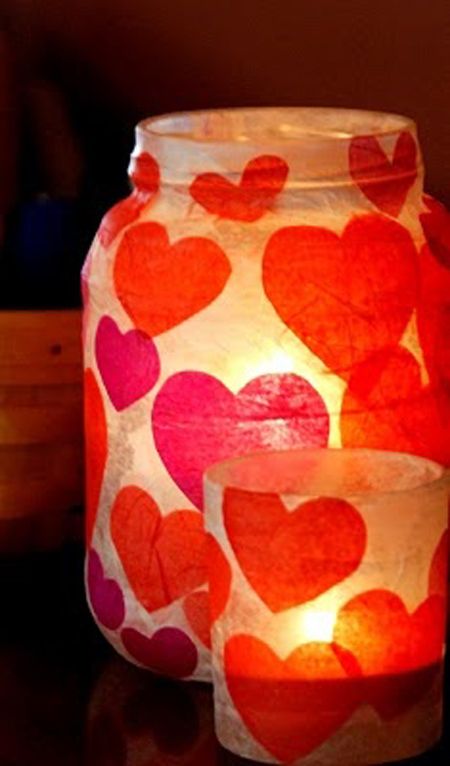 Valentines Day Votives Selamat Hari Valentine, Valentines Bricolage, Valentine's Day Crafts For Kids, Diy Ombre, Rainbow Tree, Valentine Crafts For Kids, Mason Jar Crafts Diy, Hari Valentine, Homemade Valentines