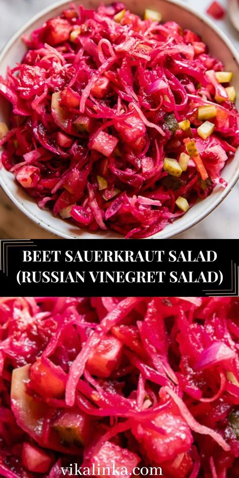 Beet Sauerkraut, Russian Beet Salad, Vikalinka Recipes, Beetroot Juice Benefits, Sauerkraut Salad, Perfect Salad Recipe, Beet Salad Recipes, Paleo Salads, Healthy Probiotics