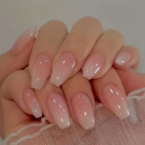 Temu | Explore the Latest Clothing, Beauty, Home, Jewelry & More Ballet Nails, Manikur Kuku, Easy Nails, Coffin Press On Nails, Shiny Nails, Gradient Nails, Pink Nail, Neutral Nails, Stick On Nails