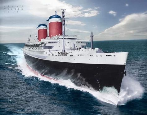 Ss United States, Colorized History, Cruise Boat, Cruise Liner, Merchant Navy, Ocean Liner, Beyond The Sea, Ship Paintings, United State