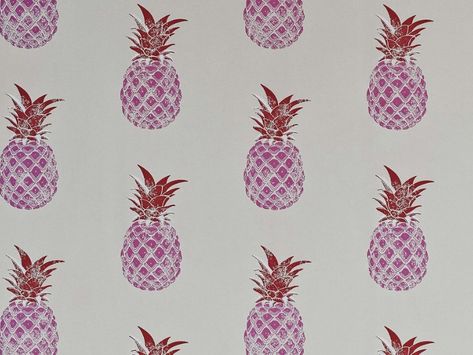 Pink Red Wallpaper, Barneby Gates, Themed Interior Design, Pineapple Block, Funky Fabric, Wallpapers For Walls, Keys House, Pineapple Fabric, Wallpaper For Wall