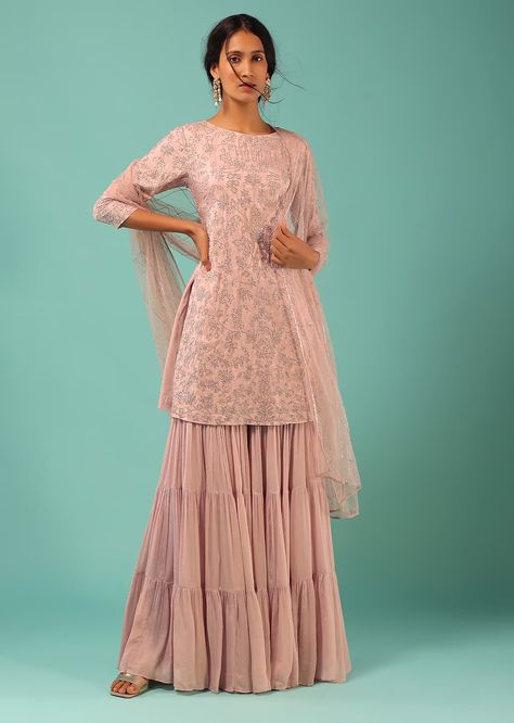 Purple Sharara Suit, Pink Indian Suit, Purple Sharara, Pink Sharara Suit, Pink Sharara, Heavy Dresses, Asian Bridal Dresses, Salwar Kameez Online, Sharara Suit