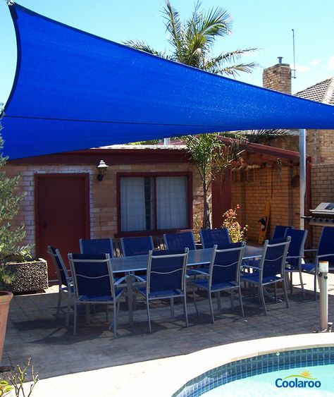 More blue for the backyard! Coolaroo Shade Sails keeping you cool in Summer. Patio Pools, Sail Canopy, Cover Patio, Sail Canopies, Patio Pool, Garden Canopy, Shade Sails, Canopy Shelter, Sun Sail Shade