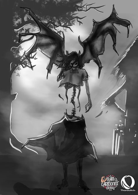 Manananggal by ThanjoArts Filipino Folklore, Mythical Creature Art, Philippine Mythology, Real Vampires, Education Poster Design, Myths & Monsters, World Mythology, Dark Spirit, Legends And Myths