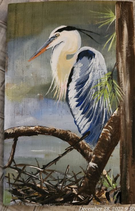 Louisiana Painting, Slate Painting, Pelican Art, Louisiana Art, Board Art, Blue Heron, Wood Craft, Betty Crocker, Sea Birds