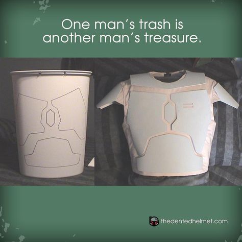 Turn a plastic trash can into armor. - If I ever get ambitious and want to make Mass Effect Armor it would be a starting point. Mansion Bar, Starwars Cosplay, Boba Fett Costume, Foam Cosplay, Plastic Trash Can, Bobba Fett, Armadura Cosplay, Fallout Cosplay, Mandalorian Cosplay