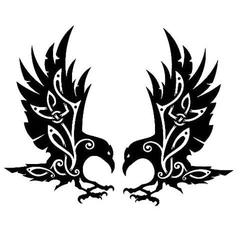 Celtic Crow Design, Viking Raven Symbol, Celtic Raven Tattoo Design, Raven Graphic Design, Raven Tattoo Drawing, Viking Crow Tattoo, Two Ravens Tattoo, Raven Art Dark, Viking Raven Tattoo Ideas