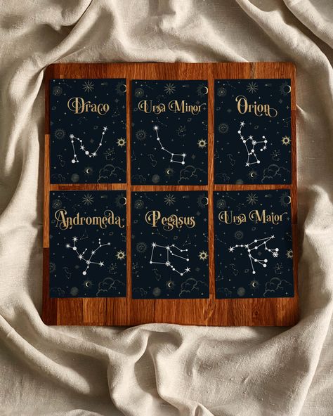 Constellation Wedding, Wedding Seating Sign, Wedding Seating Signs, 12 Constellations, Seating Sign, Wedding Numbers, Celestial Wedding, Golden Design, Elegant Font