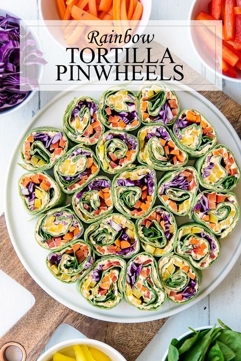 Rainbow Tortilla Pinwheels Recipe - Healthy Vegetarian Appetizer that is Quick and Gluten Free. Great dish to pass or picnic recipe. #Recipe #Rainbow #Healthy Tortilla Pinwheels Recipe, Tortilla Pinwheels, Pinwheels Recipe, Healthy Appetizers Easy, Pinwheel Appetizers, Healthy Appetizer, Healthy Appetizer Recipes, Pinwheel Recipes, Vegetarian Appetizers