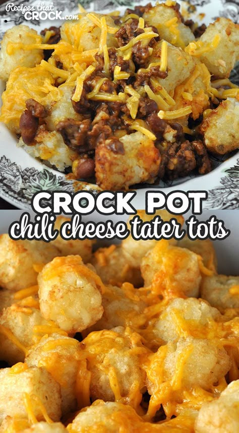 Sonic Chili Cheese Tots Recipe, Tater Tot Casserole Crock Pot, Chili Cheese Tater Tots, Cheese Tater Tots, Appalachian Kitchen, Tot Recipes, Wednesday Dinner, Crock Pot Chili, Tater Tot Recipes